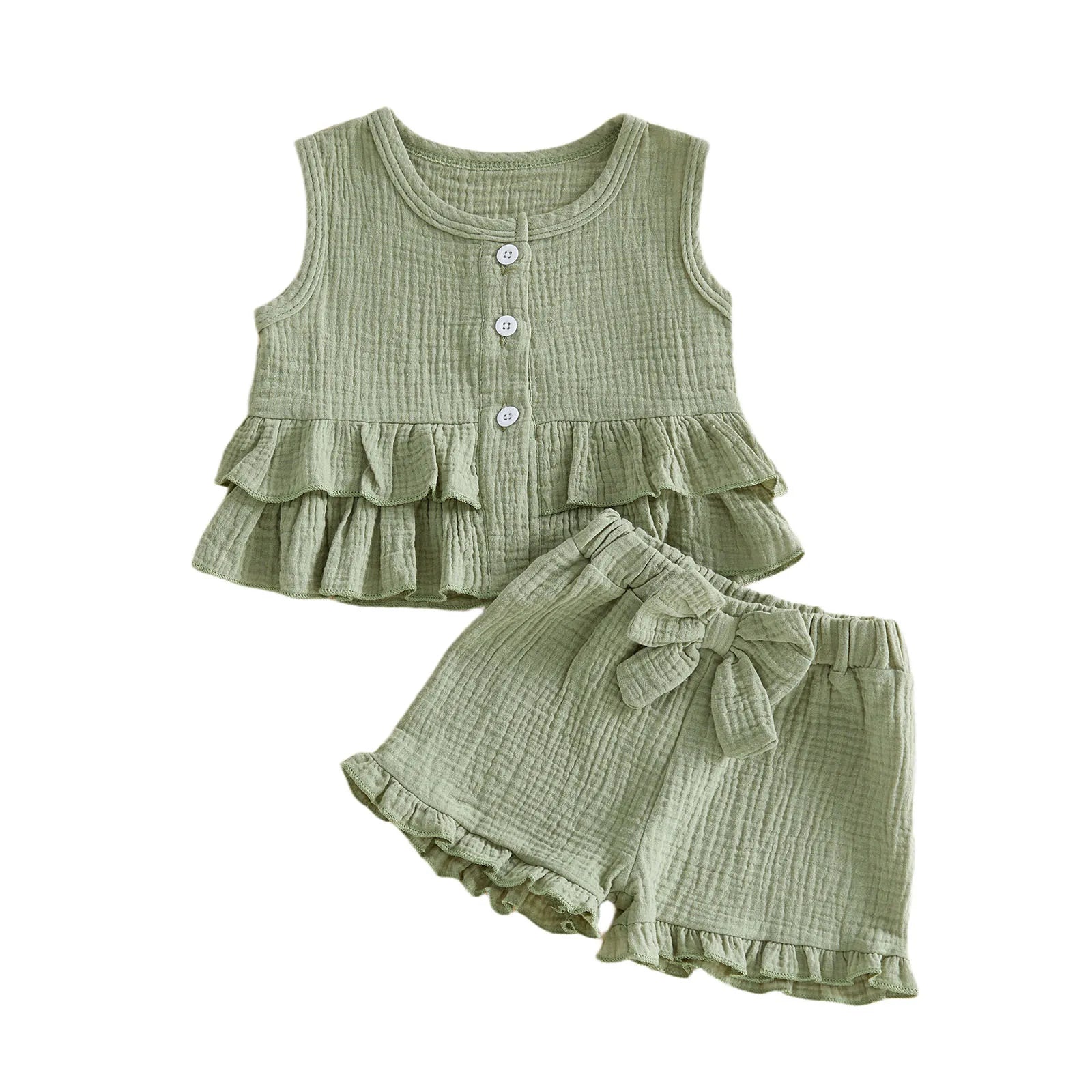 2Pcs Short Sleeve Round Neck Shorts Set