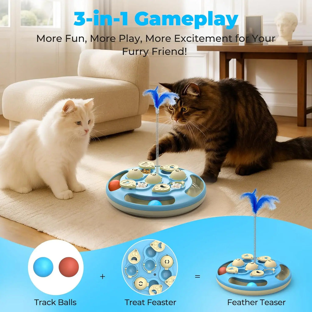 Interactive Cat Puzzle Toy with Track Balls