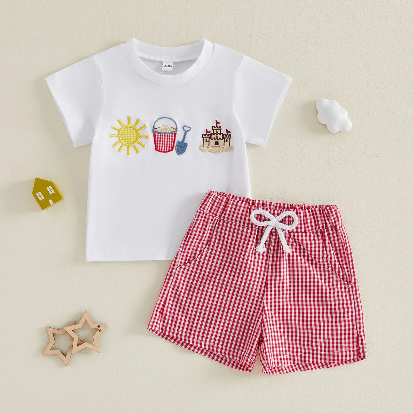 Ice Cream Print T-shirt and Denim Shorts Set