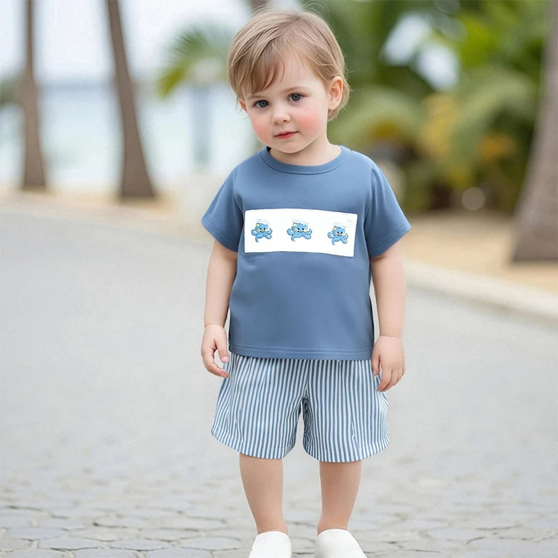 Boys Dinosaur Print T-shirt and Camouflage Shorts Set