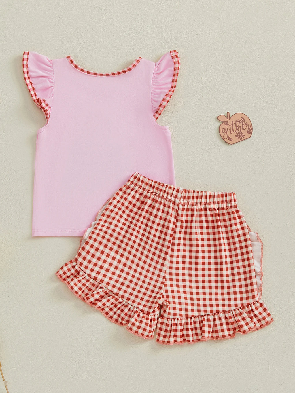 Strawberry Embroidered Flutter Sleeve and Shorts Set