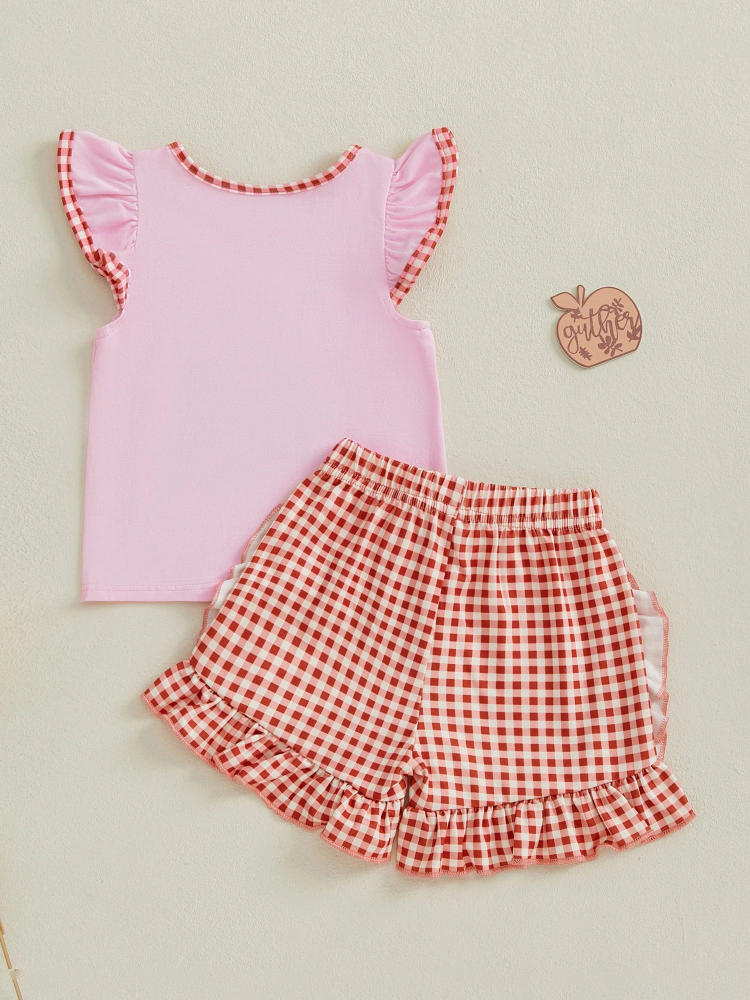 Strawberry Embroidered Flutter Sleeve and Shorts Set