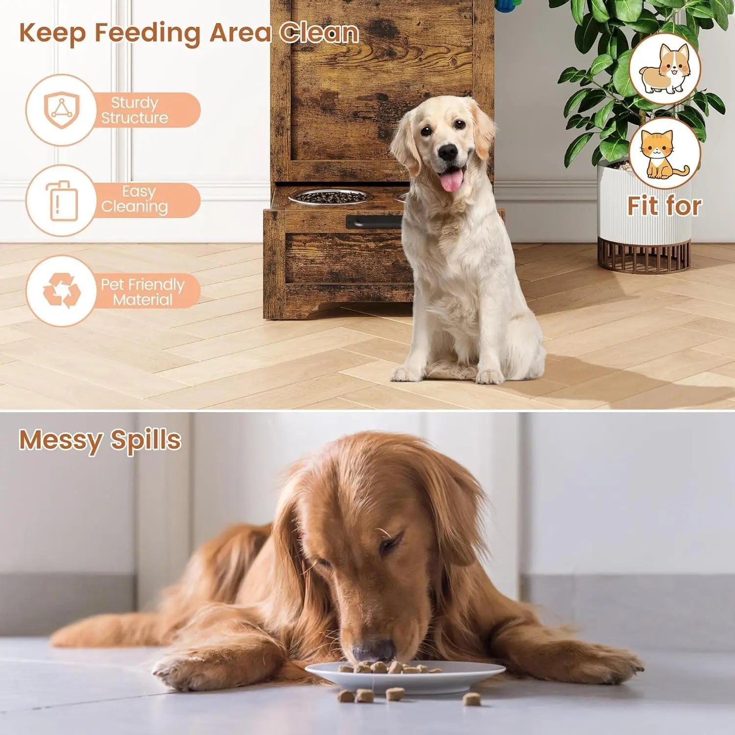 Dog Food Station with Storage
