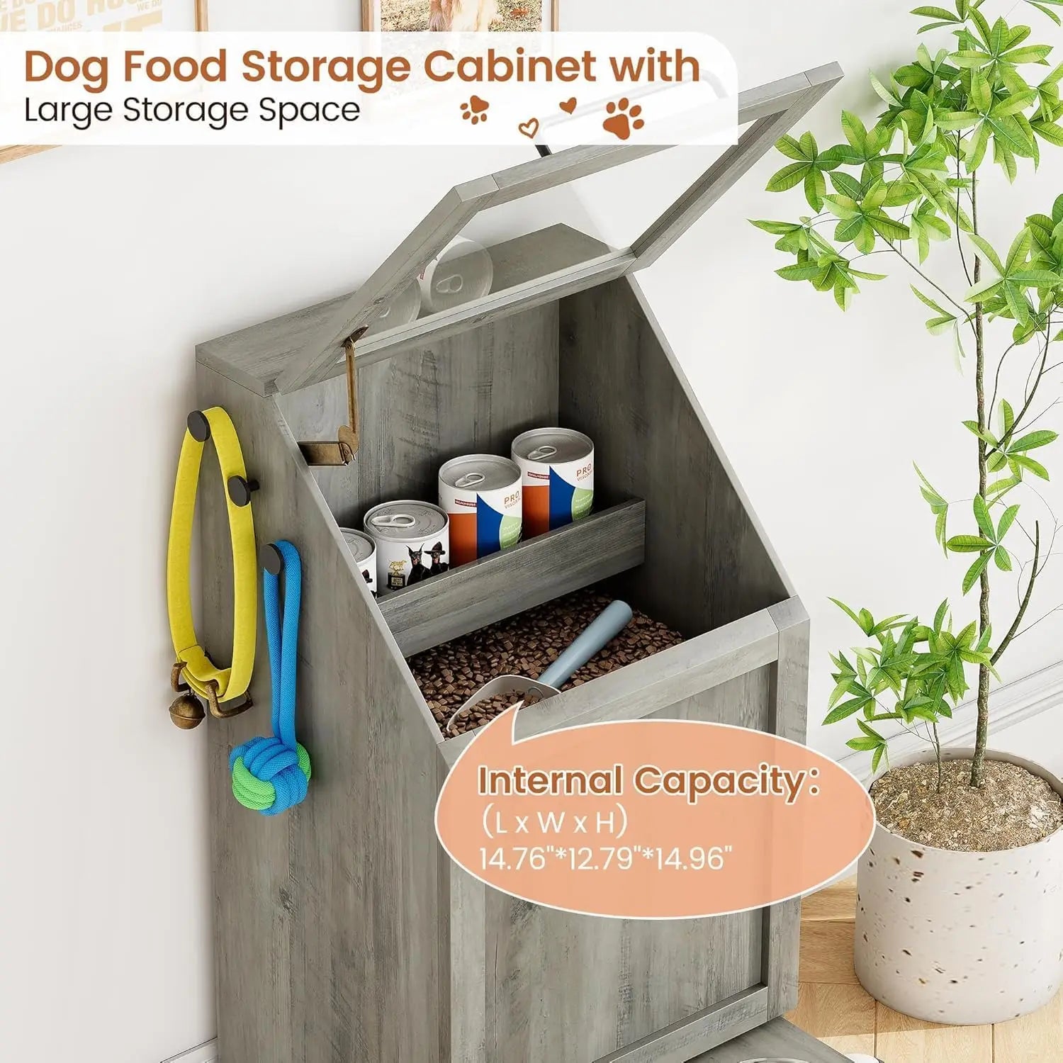 Dog Food Station with Storage