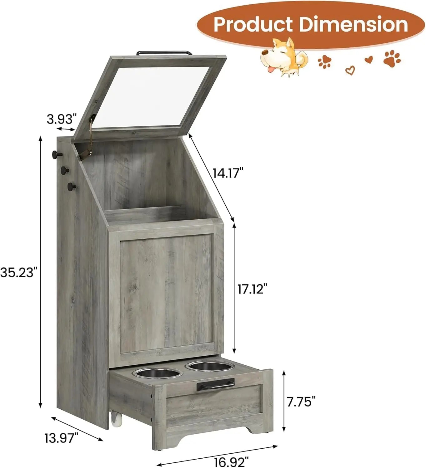 Dog Food Station with Storage