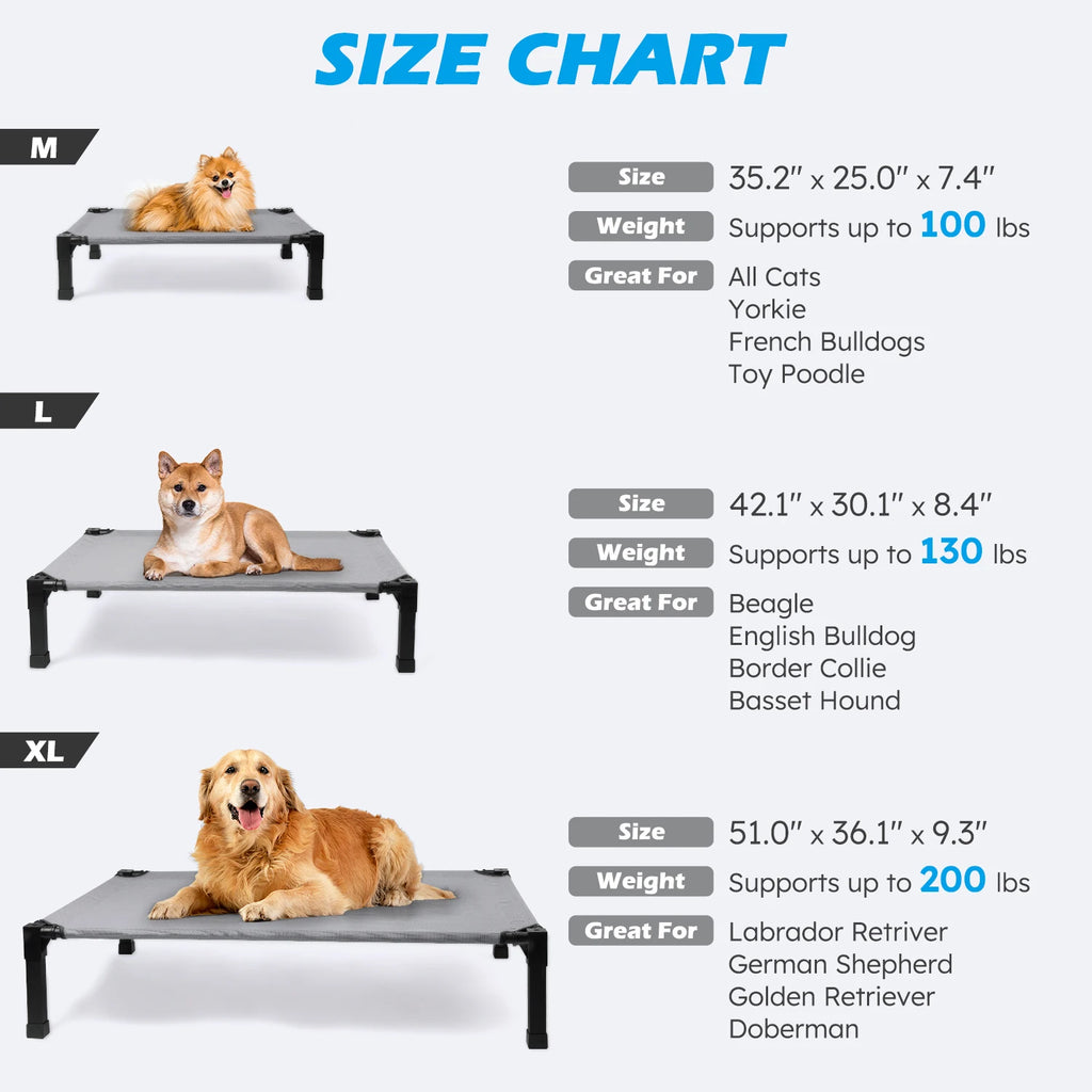 Cooling Raised Pet Cot with Chew Proof Material
