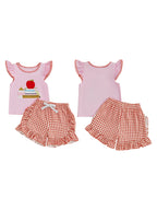 Strawberry Embroidered Flutter Sleeve and Shorts Set
