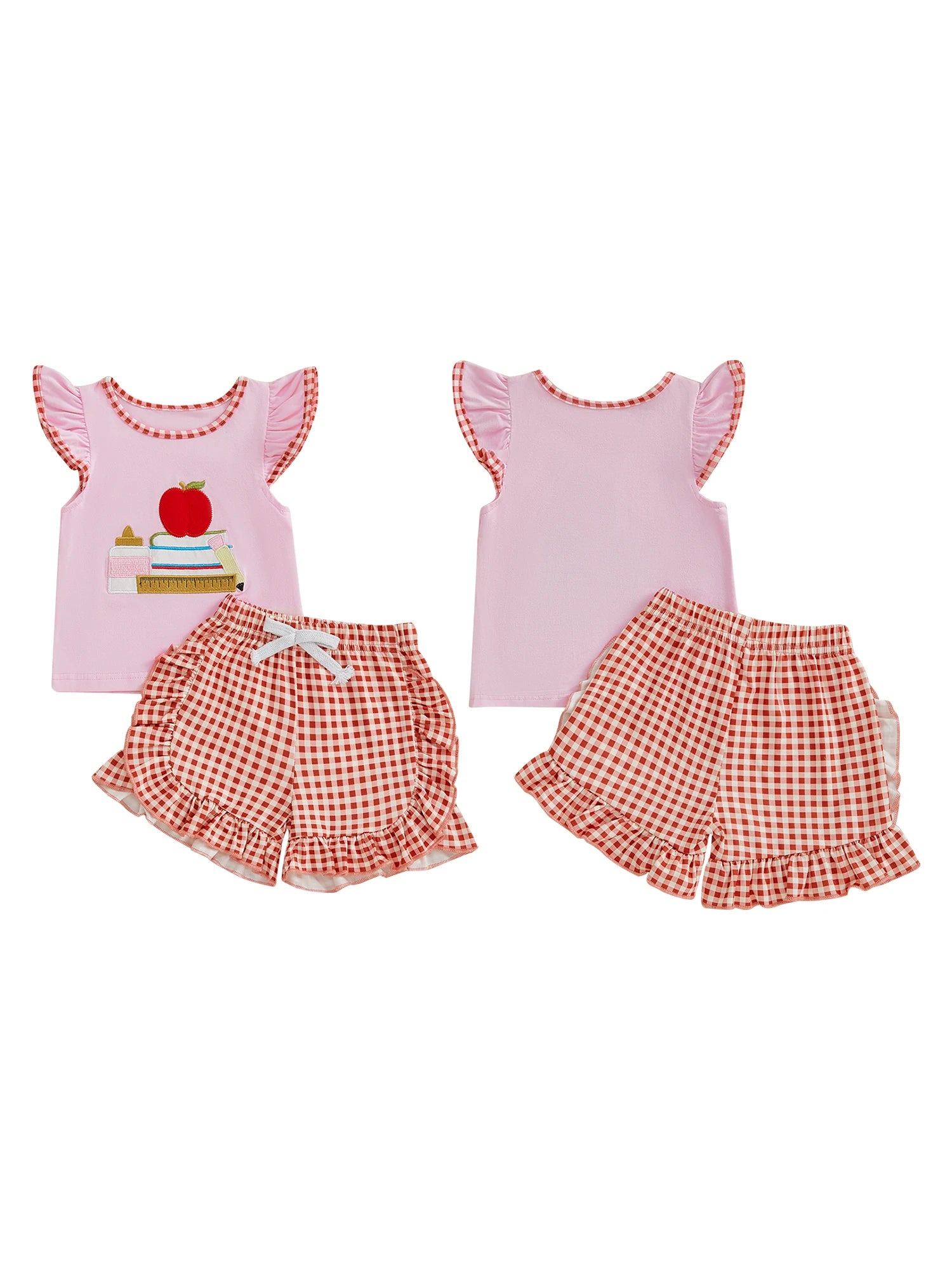 Strawberry Embroidered Flutter Sleeve and Shorts Set