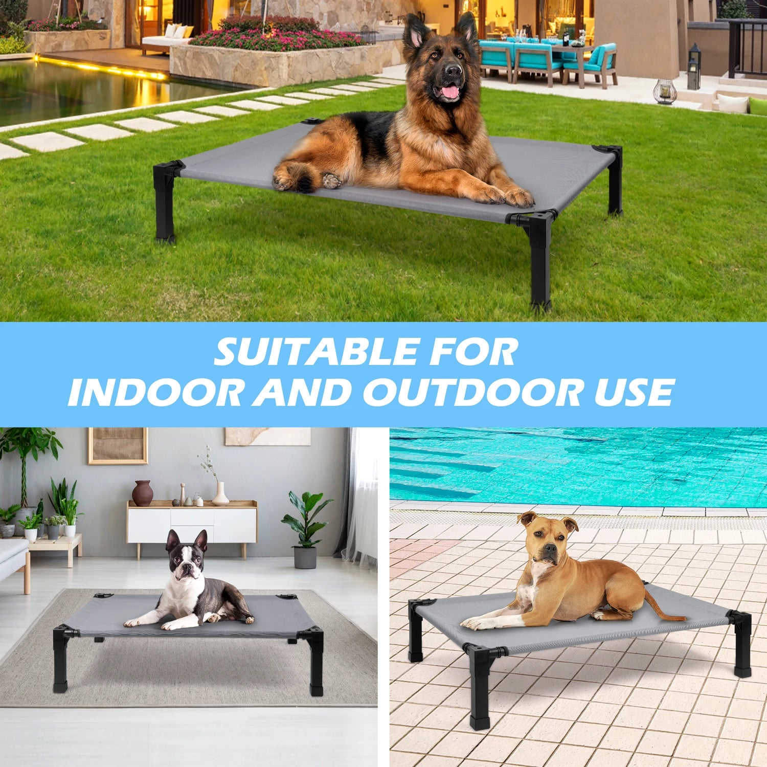 Cooling Raised Pet Cot with Chew Proof Material