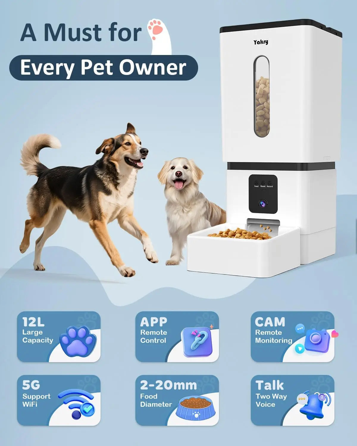 12L Smart Automatic Dog Feeder with Camera
