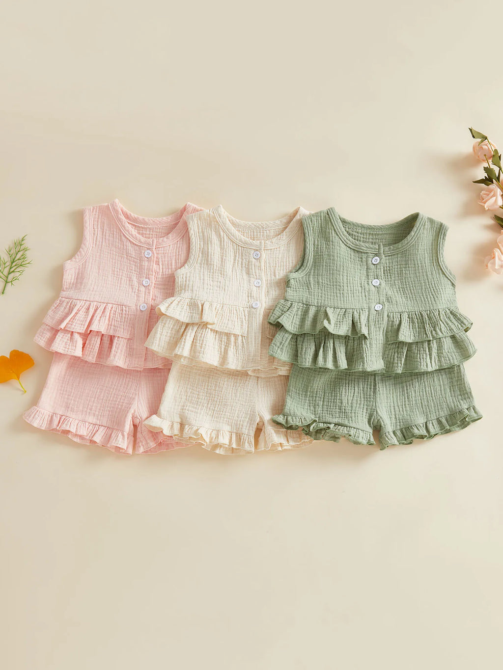 2Pcs Short Sleeve Round Neck Shorts Set