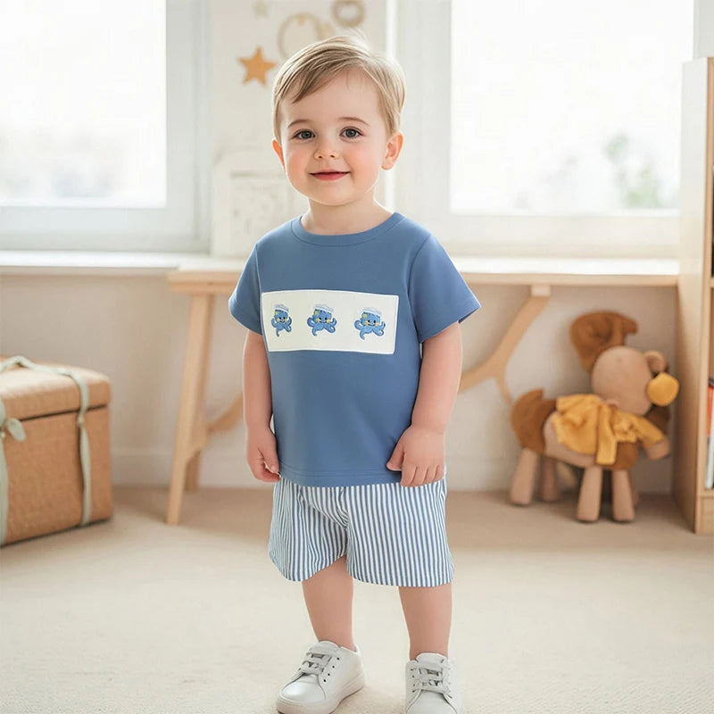 Boys Dinosaur Print T-shirt and Camouflage Shorts Set