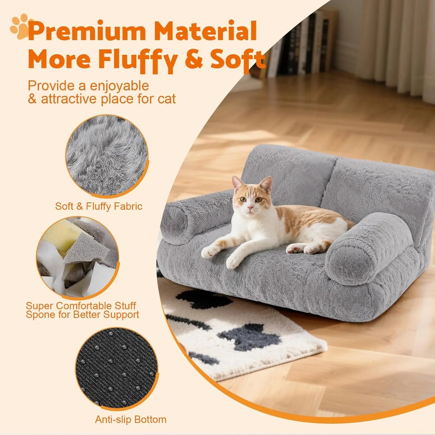 Orthopedic Pet Couch with Bolstered Edges