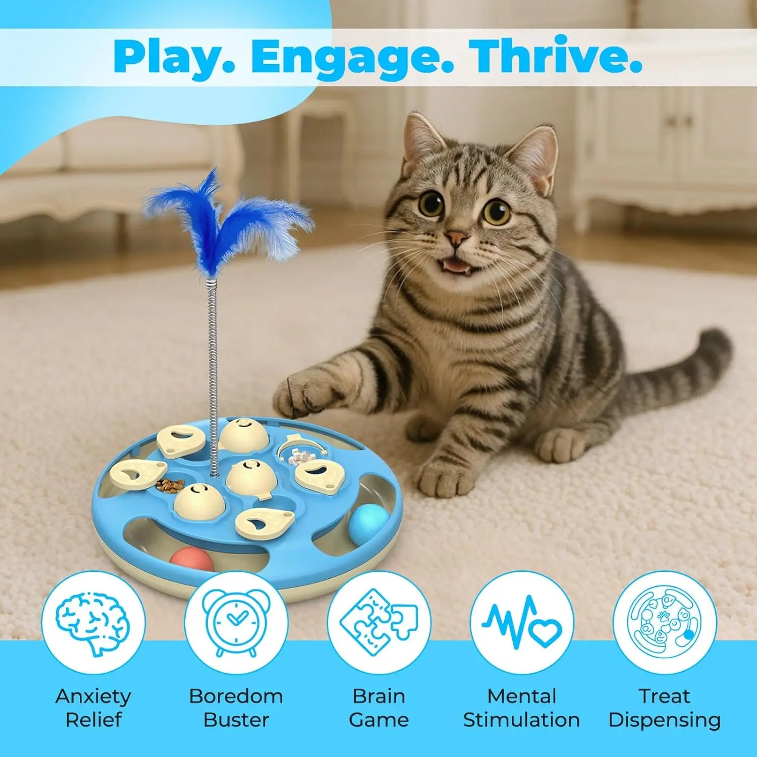 Interactive Cat Puzzle Toy with Track Balls