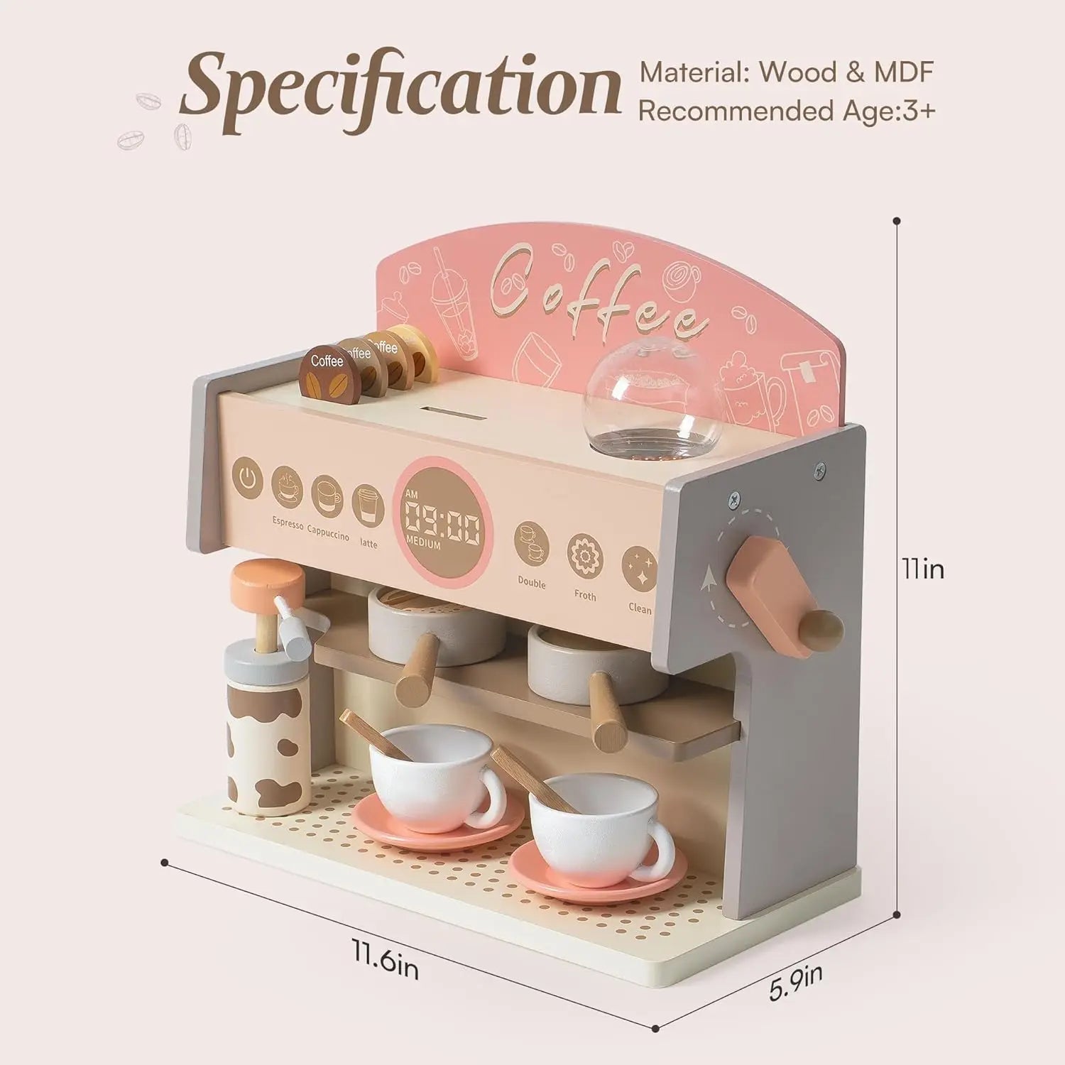 Robotime Robud Kids Coffee Maker Wooden Toy