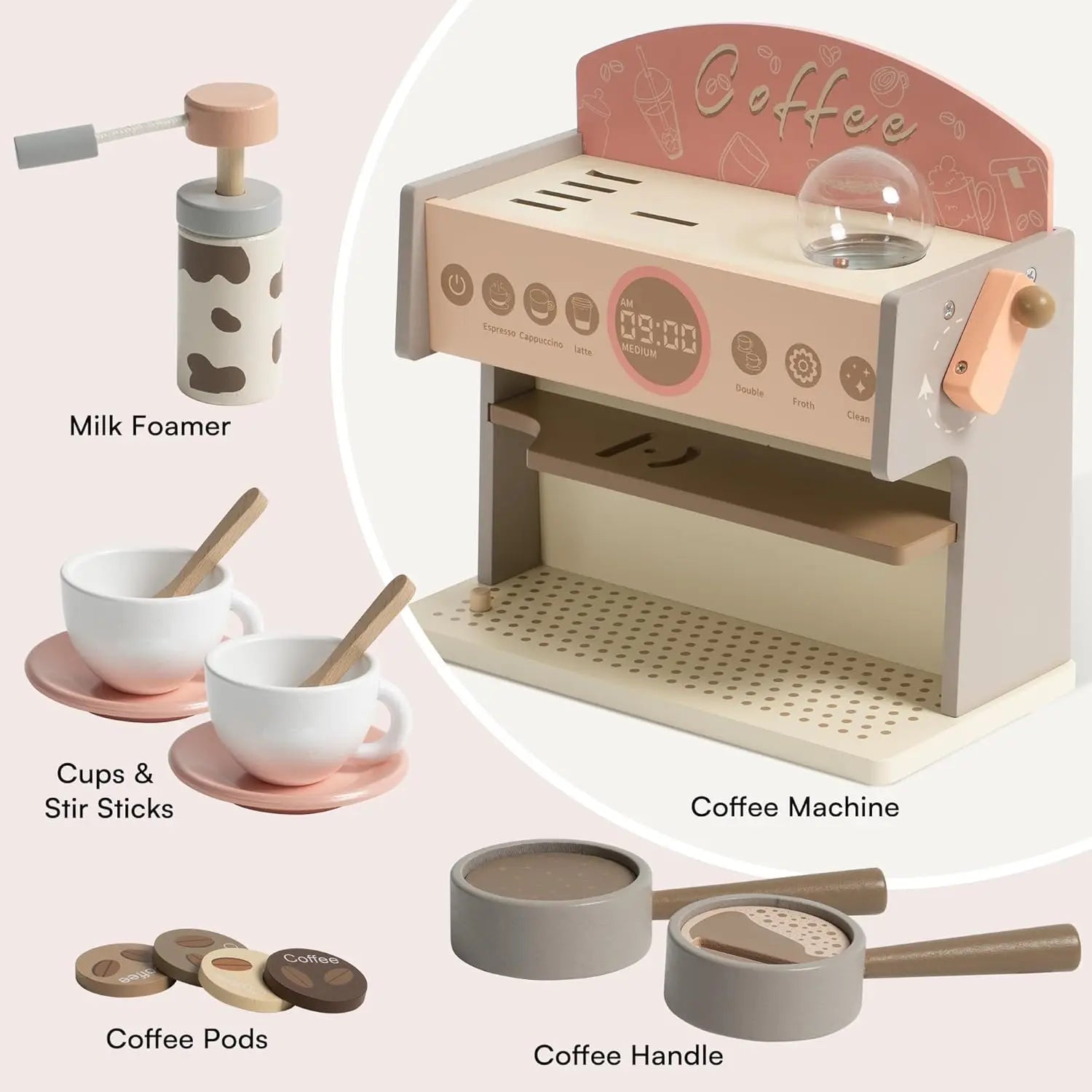 Robotime Robud Kids Coffee Maker Wooden Toy