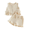 2Pcs Short Sleeve Round Neck Shorts Set