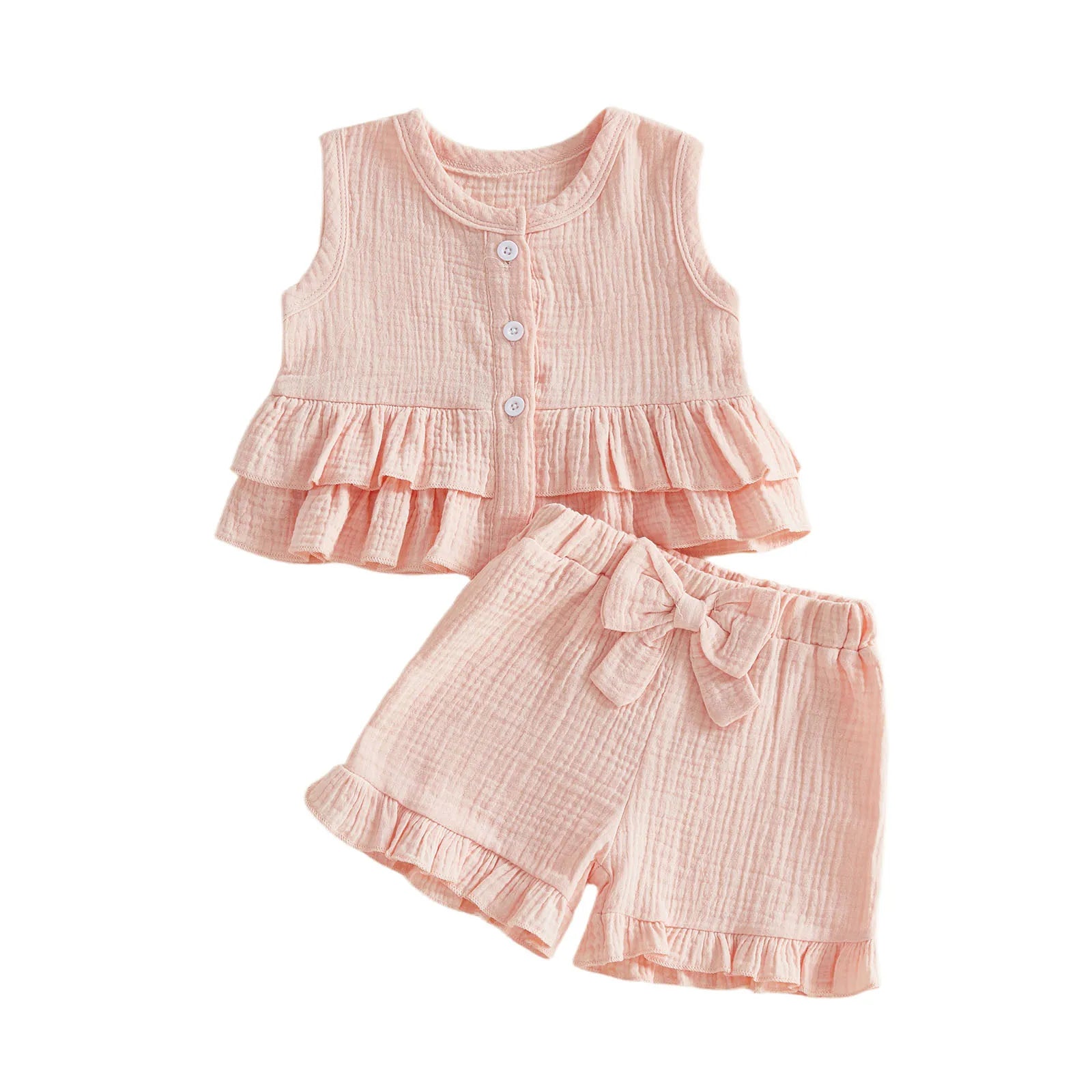2Pcs Short Sleeve Round Neck Shorts Set