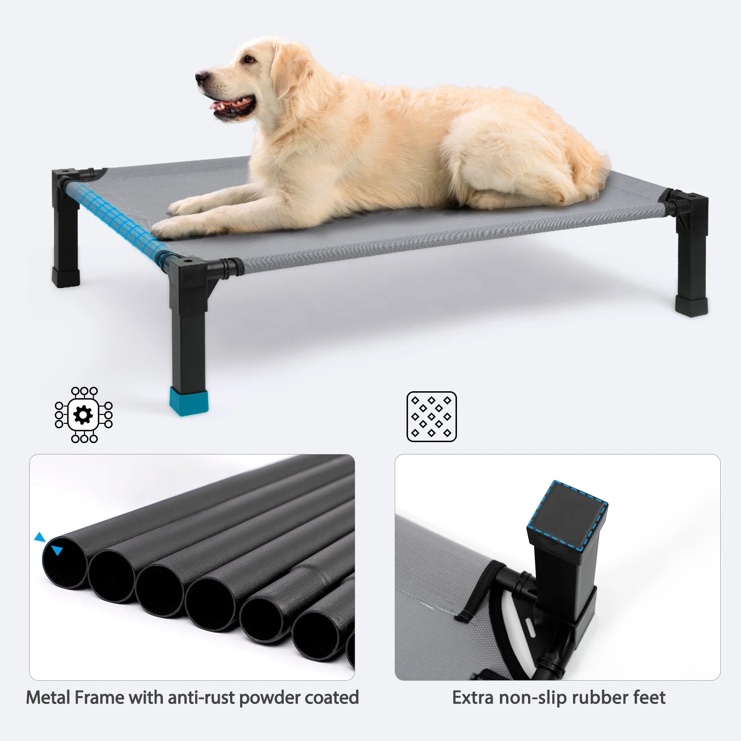 Cooling Raised Pet Cot with Chew Proof Material